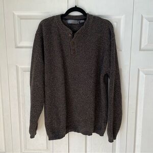 Oscar de la Renta Brown Cotton Cozy Pullover Knit Sweater Extra Large